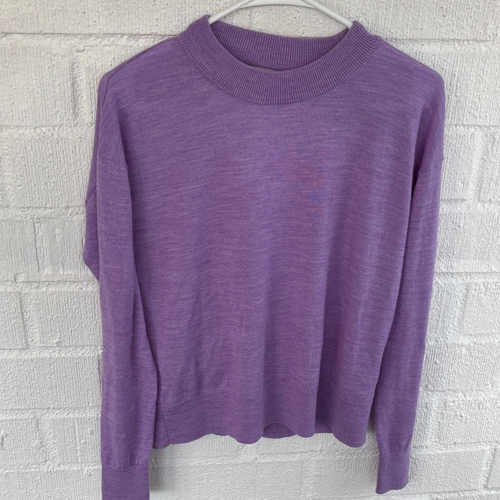 Halogen Wool Lavender Open Back Long Sleeve Sweater sz S